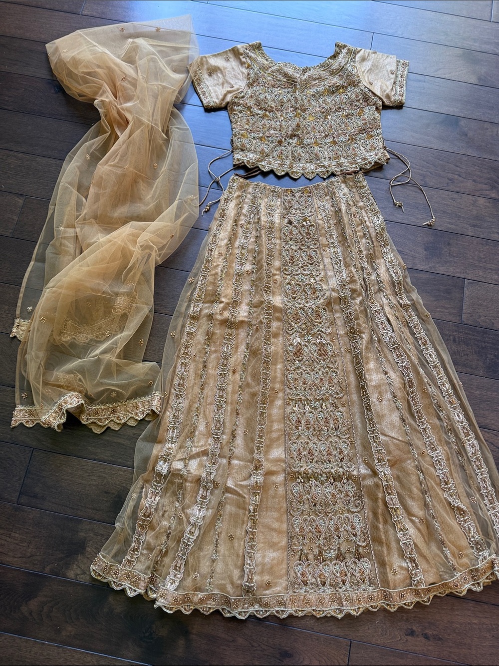 Gold Embroidered Lehenga Set with Dupatta